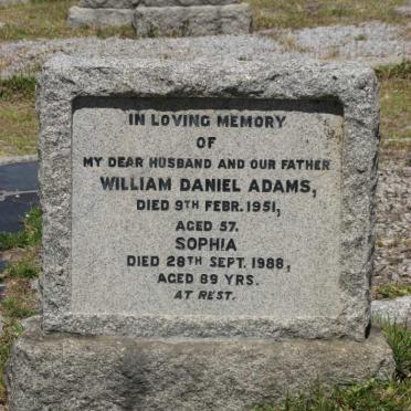 ADAMS William Daniel -1951 &amp; Sophia -1988