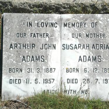 ADAMS Arthur John 1887-1957 &amp; Susarah Adriana 1893-1971