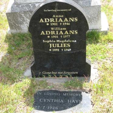 ADRIAANS William 1901-1977 &amp; Anne 1902-1946 :: JULIES Sophia Magdalena 1892-1969