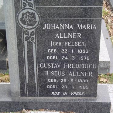 ALLNER Gustav Frederich Justus 1889-1985 &amp; Johanna Maria PELSER 1893-1970