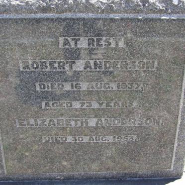 ANDERSON Robert -1937 &amp; Elizabeth -1953