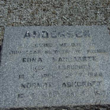 ANDERSON Norman Ashcraft  1905-19?7 &amp; Edna Margarete ALBRECHT 1906-1984