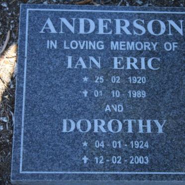 ANDERSON Ian Eric 1920-1989 &amp; Dorothy 1924-2003