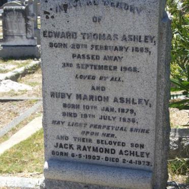 ASHLEY Edward Thomas 1865-1948 &amp; Ruby Marion 1879-1956 :: ASHLEY Jack Raymond 1903-1973