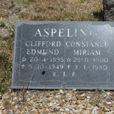 ASPELING Clifford Edmund 1895-1949 &amp; Constance Miriam 1900-1980