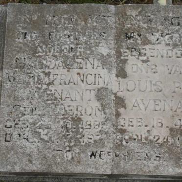 AVENANT Louis Peter 1894-1969 &amp; Magdalena Maria Francina THERON 1898-1971