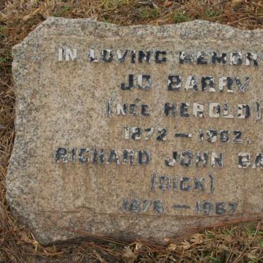 BARRY Richard John 1876-1967 &amp; Jo HEROLD 1872-1962