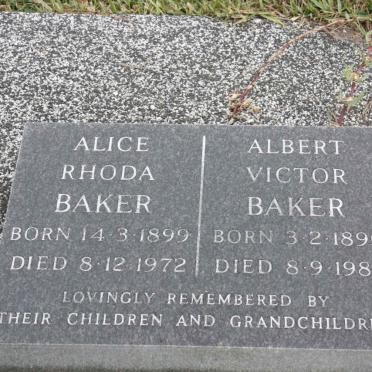 BAKER Albert Victor 1895-1985 &amp; Alice Rhoda 1899-1972