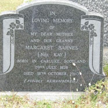BARNES Margaret nee KAY 1878-1963