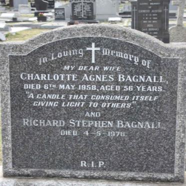 BAGNALL Richard Stephen -1978 &amp; Charlotte Agnes -1958