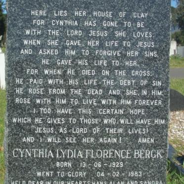 BERGK Cynthia Lydia Florence 1929-1983