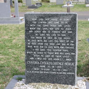 BERGK Cynthia Lydia Florence 1929-1983