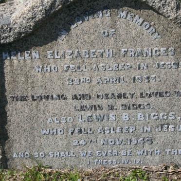 BIGGS Lewis B. -1946 &amp; Helen Elizabeth Frances -1935