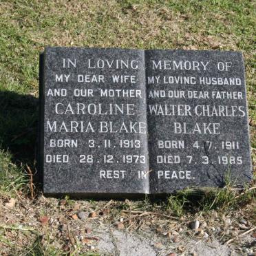 BLAKE Walter Charles 1911-1985 &amp; Caroline Maria 1913-1973