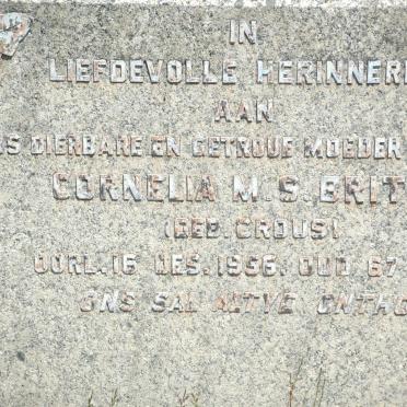 BRITZ Cornelia M.S. nee CROUS - 1956
