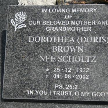 BROWN Dorothea nee SCHOLTZ 1922-2002