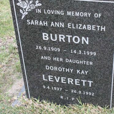BURTON Sarah Ann Elizabeth 1909-1999 :: LEVERETT Dorothy Kay 1937-1992