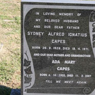 CAPES Sydney Alfred Ignatius 1928-1971 &amp; Ada Mary 1933-2007