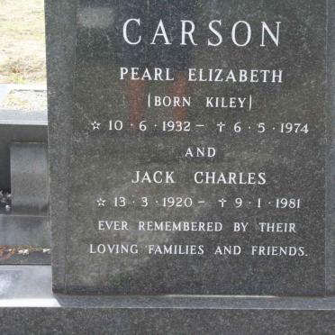 CARSON Jack Charles 1920-1981 &amp; Pearl Elizabeth KILEY 1932-1974