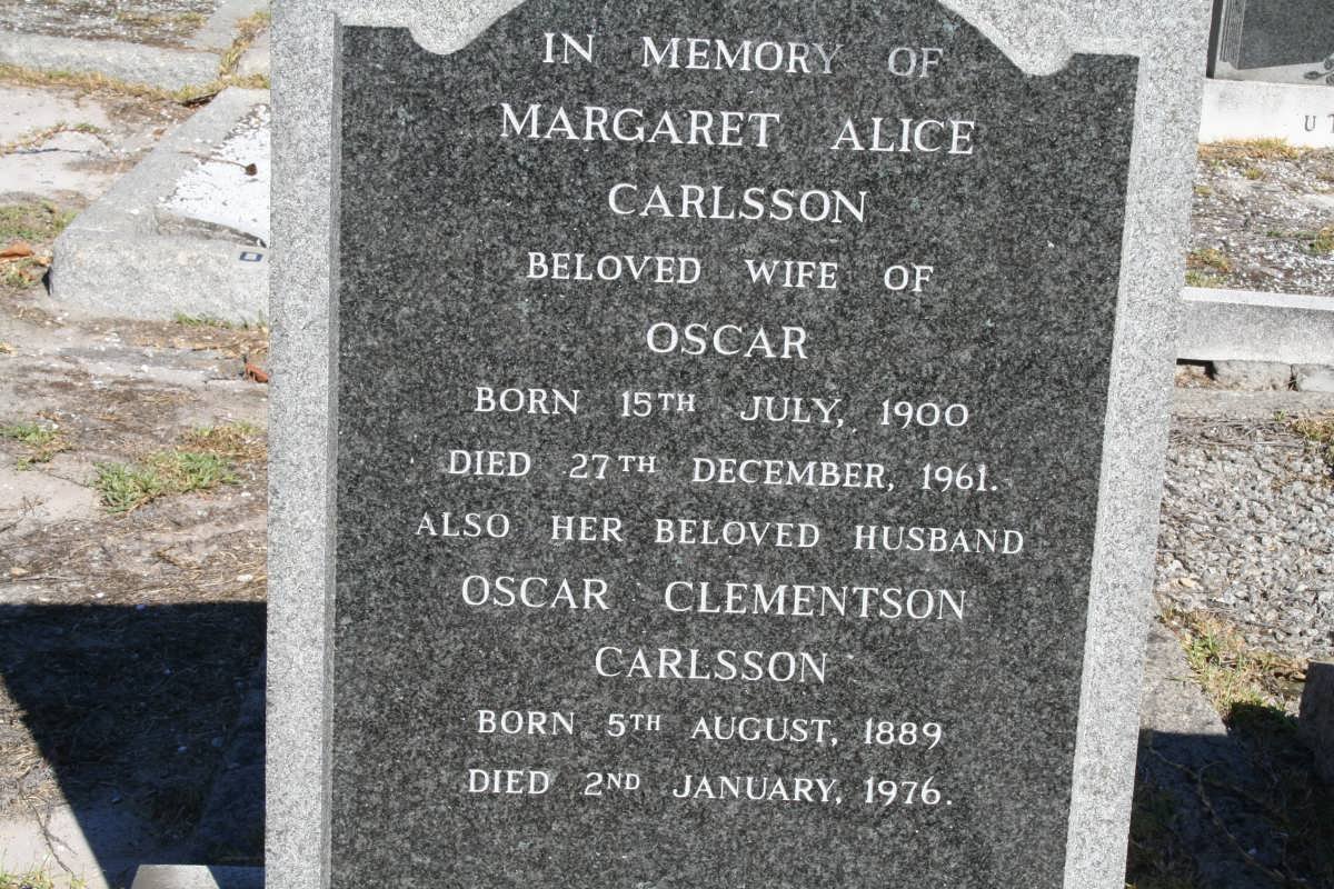 CARLSSON Oscar Clementson 1889-1976 &amp; Margaret Alice 1900-1961