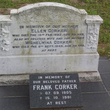CORKER Frank 1905-1991 &amp; Ellen -1932 :: CORKER Wilhelmina -1946
