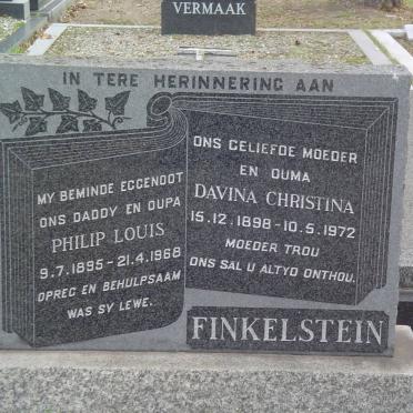 FINKELSTEIN Philip Louis 1895-1968 &amp; Davina Christina 1898-1972