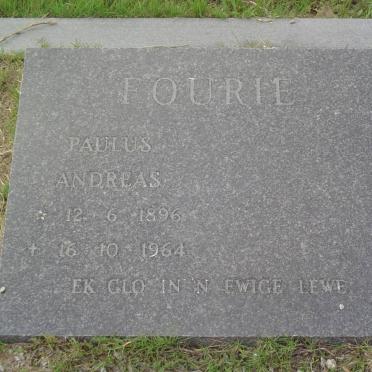 FOURIE Paulus Andreas 1896-1964