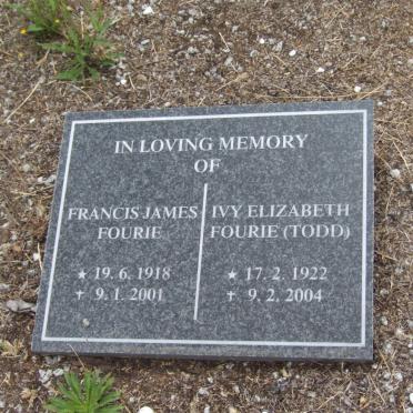 FOURIE Francis James 1918-2001 &amp; Ivy Elizabeth TODD 1922-2004