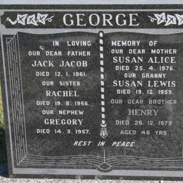 GEORGE Jack Jacob -1961 &amp; Susan Alice -1976 :: GEORGE Henry -1979 :: GEORGE Rachel -1956 :: GEORGE Gregory -1957