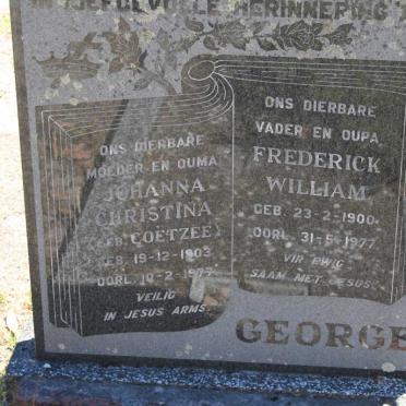 GEORGE Frederick William 1900-1977 &amp; Johanna Christina COETZEE 1903-1977