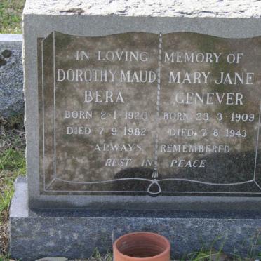 GENEVER Mary Jane 1909-1943 :: BERA Dorothy Maud 1920-1982 