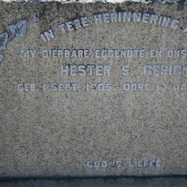 GERICKE  Hester S. 1905-1952