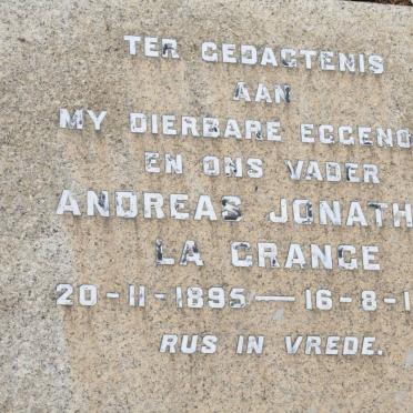 GRANGE Andreas Jonathan, la 1895-1960