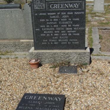 GREENWAY Samuel John -1945 &amp; Hannah Elizabeth -1963 :: GREENWAY Ralph -1967 &amp; Kathleen Edith McCANN -1962
