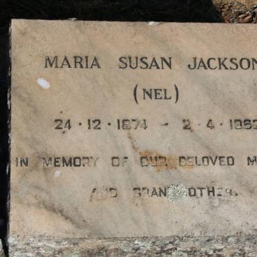 JACKSON Maria Susan nee NEL 1874-1962