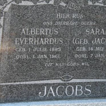 JACOBS Albertus Everhardus 1885-1961 &amp; Sarah JACOBS 1882-1960
