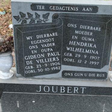 JOUBERT Gideon Paul de Villiers 1906-1982 &amp; Hendrika Wilhelmina 1907-1997