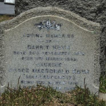 KUYK Gerrit 1885-1953 &amp; Laurine Grace MacDonald LAURENSON 1910-1958