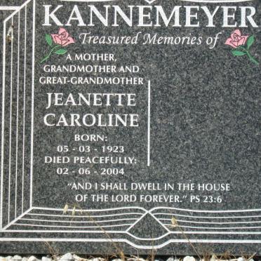 KANNEMEYER Jeanette Caroline 1923-2004