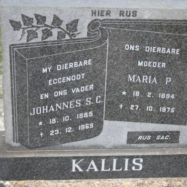 KALLIS Johannes S.C. 1885-1969 &amp; Maria P. 1894-1975