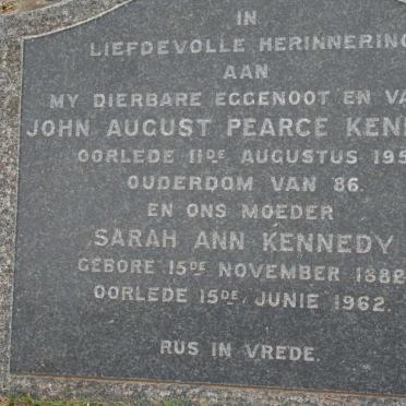 KENNEDY John August Pearce -1958 &amp; Sarah Ann 1882-1962