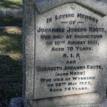 KORTE Johannes Joseph -1921 &amp; Elizabeth Johanna HUGO -1925