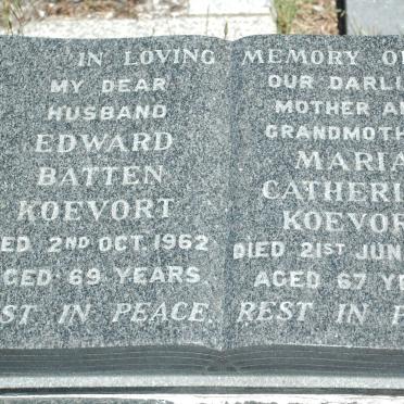 KOEVORT Edward Batten -1962 &amp; Maria Catherina -1968