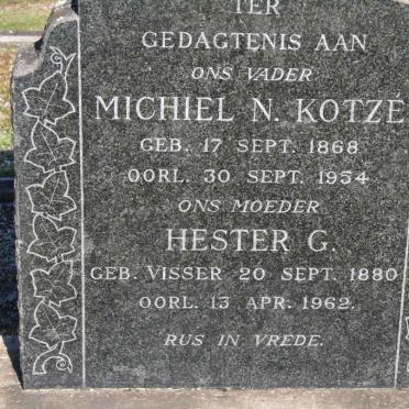 KOTZÉ Michiel N. 1868-1954 &amp; Hester G. VISSER 1880-1962