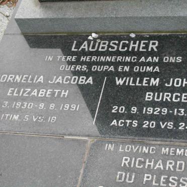 LAUBSCHER Willem Johannes Burger 1929-1998 &amp; Cornelia Jacoba Elizabeth 1930-1991 :: DU PLESSIS Richard C. 1974-2001