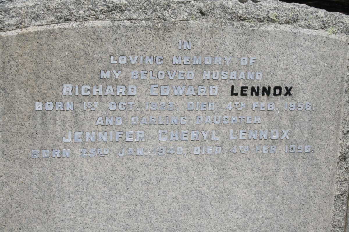 LENNOX Richard Edward 1923-1956 &amp; LENNOX Jennifer Cheryl 1949-1956