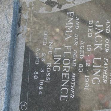LING Jack -1961 &amp; Emma Florence ROSS -1984