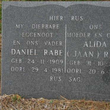 RABE Daniel 1909-1981 &amp; Alida JAAN 1912-1994
