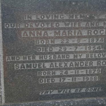 ROCKE Samuel Alexander 1879-1958 &amp; Anna-Maria 1874-1954