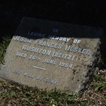 RUSHTON Jessie Frances Hester nee REITZ -1954